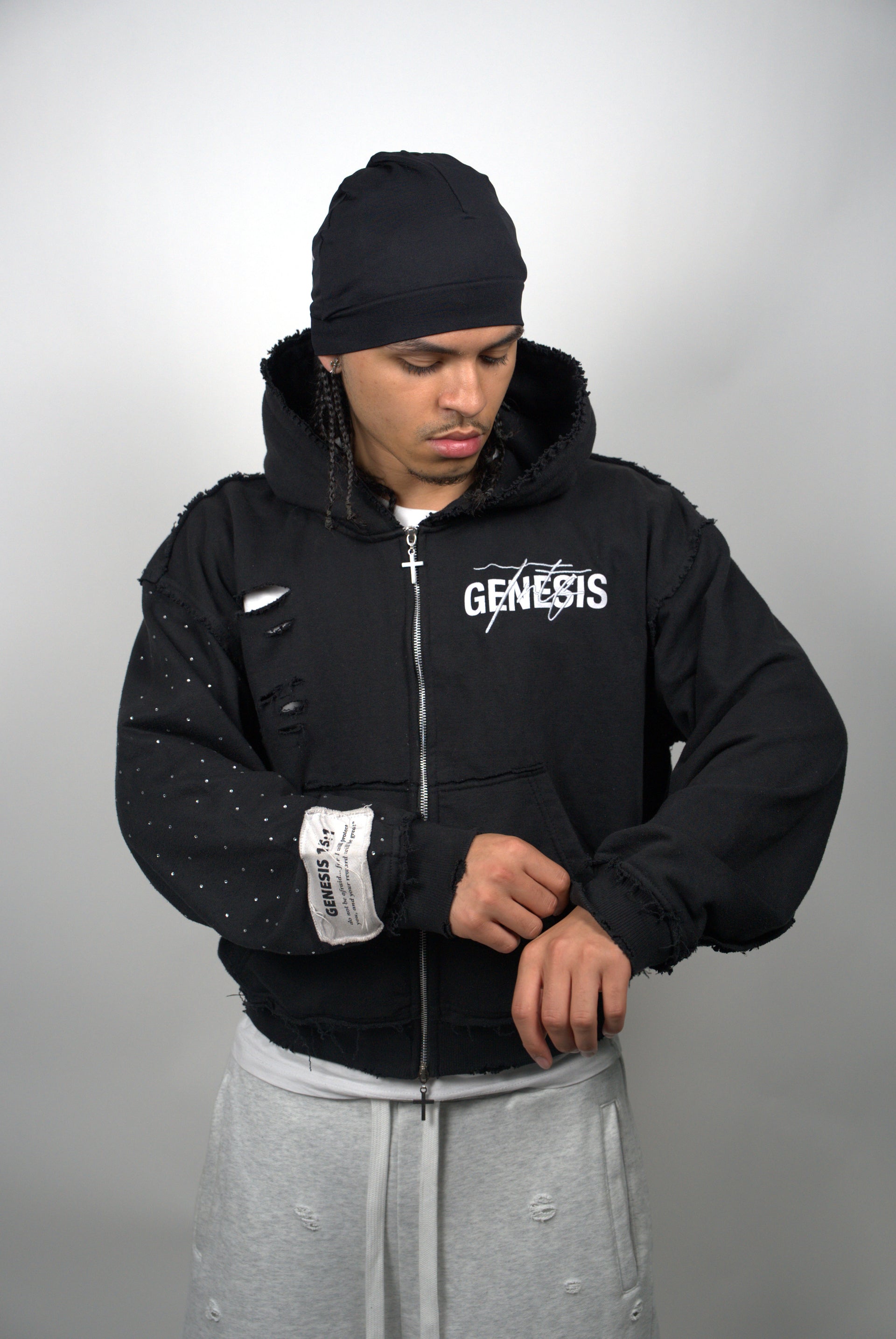 Obsidian Gemstone Zip Up