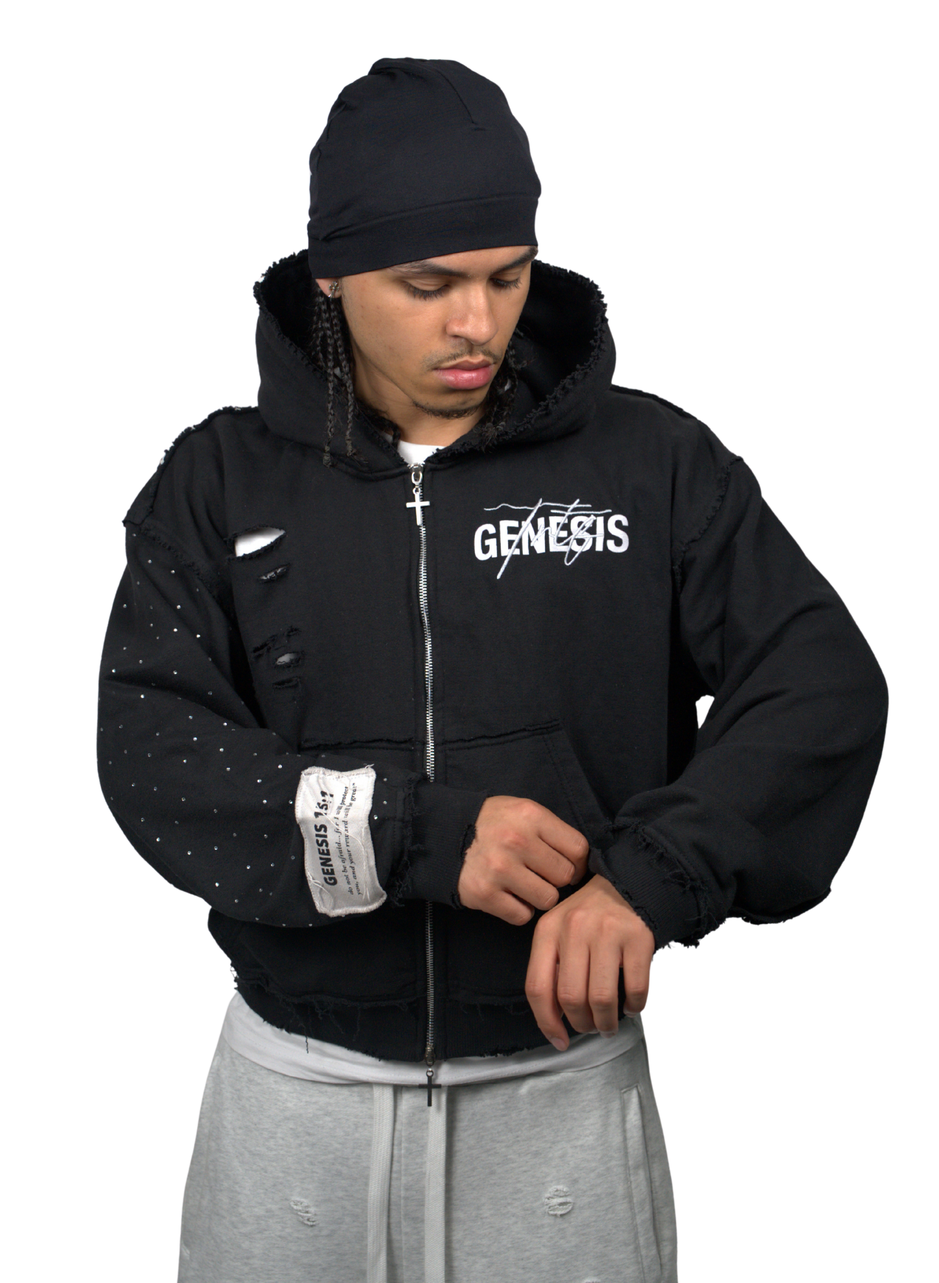 Obsidian Gemstone Zip Up